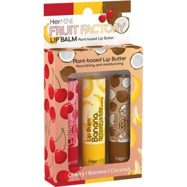 Imagem de HerMINE Bálsamo labial à base de plantas, pacote com 3, protetor labial nutritivo, hidratante labial, sabor delicioso, hidratação intensa