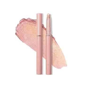 Imagem de Melemando Bastão de sombra à prova d'água, 12 cores, brilhante, clareador, lápis delineador, lápis de cera, montável e misturável, bastão iluminador de olhos de longa duração (cor 11)