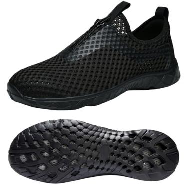 Imagem de Zhuanglin Sapatos aquáticos masculinos de secagem rápida, drenagem de 3 segundos e todo-o-terreno para natação, caminhada, ioga, 35907black, 46