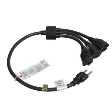 Imagem de Cabo de extensão de alimentação CableLeader com 3 saídas - 5-15P para 5-15R x 3, cabo resistente, 14AWG, divisor de 3 pinos, 60 cm - 1 pacote