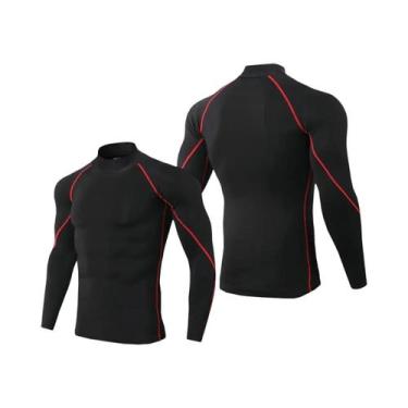 Imagem de Camiseta De Compressão Masculina De Manga Longa Para Corrida, Secagem 