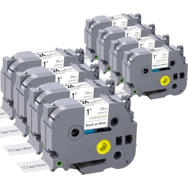 Imagem de YUANQIMM Fita de etiqueta TZe-251 24 mm compatível com Brother PTouch TZe251 24 mm 0,94 fita TZe branca laminada TZ-251 para PTD600 PT-P710BT PT-D610BT PT-D600VP etiquetadora, 2,5 cm, pacote com 8