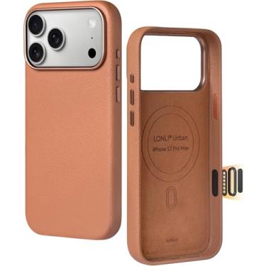 Imagem de LONLI Urban | Couro granulado - Capa de couro genuíno europeu para iPhone 17 Pro Max - [Controle de câmera integrado e compatível com Magsafe] - Selim