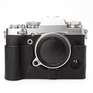 Imagem de DBZZ Capa XT3 feita à mão couro genuíno para câmera protetora meia câmera, para Fujifilm X-T3 (preto)