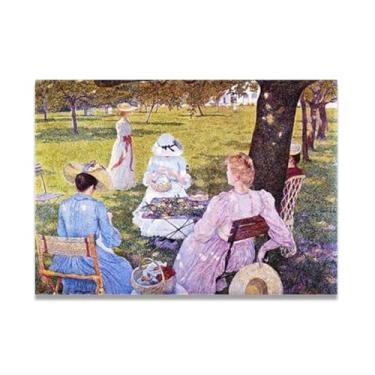 Imagem de Family In The OrchardThéo van Rysselberghe: Impressão em tela neoimpressionista belga chave 70 x 98 cm sem moldura