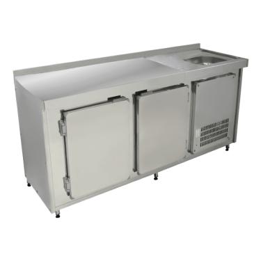 Imagem de Balcão De Encosto Com Pia 2,00m Inox Polofrio 4103 220v