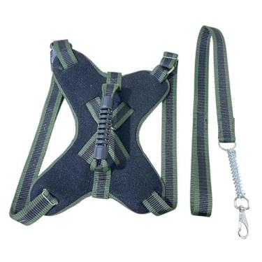 Imagem de Peitoral Coleira Pitbull Pastor Alemão Rotwailler Reforçada Couro (VERDE,G)