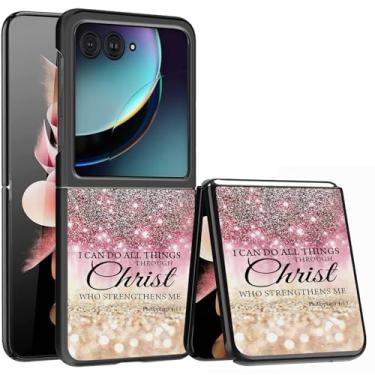 Imagem de Capa para Samsung Galaxy z Flip 7 I Can Do All Things Through Cristo, Slim Fit Leve Híbrida Rígida PC PU Couro Dobrável Capa de Telefone para Z Flip 7 17.5 cm