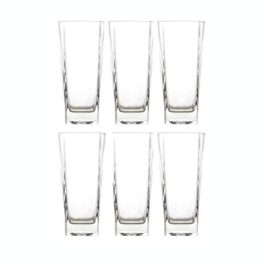Imagem de Jogo De 6 Copos Altos De Vidro 315ml Quadrado Dolce Home