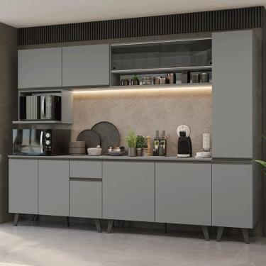 Imagem de Armário De Cozinha Completa 280 Cm Cinza Nice Madesa 03