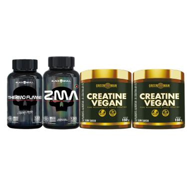 Imagem de Combo 2x Creatina Vegan + Termogênico + ZMA  - Black Skull Combo 2x Creatina Vegan + Termogênico + ZMA