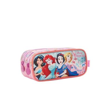 Imagem de Estojo Duplo Infantil Princesas Disney Bolsa Escolar Grande