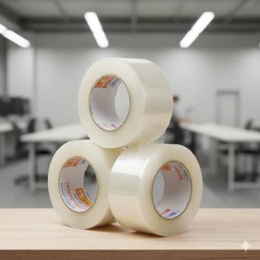 Imagem de Kit 3 Rolos Fita Adesiva Durex Transparente Industrial 45mm x 300m Alt