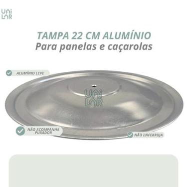 Imagem de Tampa de alumínio leve 22cm Sem puxador universal para panela e caçaro