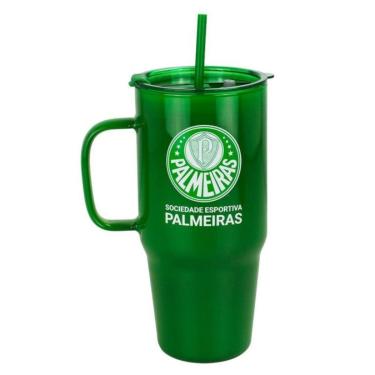 Imagem de Caneca Vidro Opaca Canudo E Tampa 1200ml - Palmeiras-Unissex