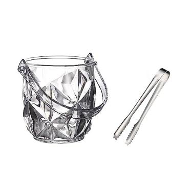 Imagem de Baldes de gelo Baldes de gelo de acrílico para festas Balde de vinho transparente de plástico de 1,2 L com pinças, garrafa, bebida, geladeira, banheira com alças, cubo, champanhe, cerveja