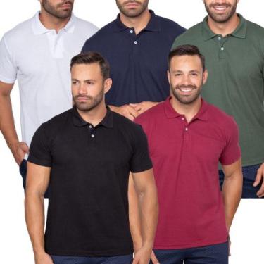 Imagem de Kit 5 Camisas Gola Polo Masculina Blusa Slim Atacado - J SILVER, 1pto,