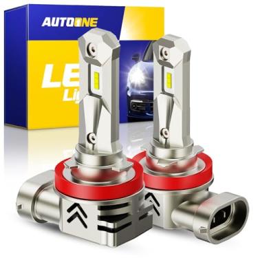Imagem de AUTOONE Lâmpadas LED H11/H8/H9 atualizadas, 600% ultra brilho, 6500K branco frio 1:1 substituição de tamanho de halogênio, 60.000 horas de vida útil longa com ventilador turbo, Plug and Play, pacote