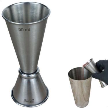 Imagem de Dosador De Inox Duplo Modelo Japones Profissional para Bartender Barma