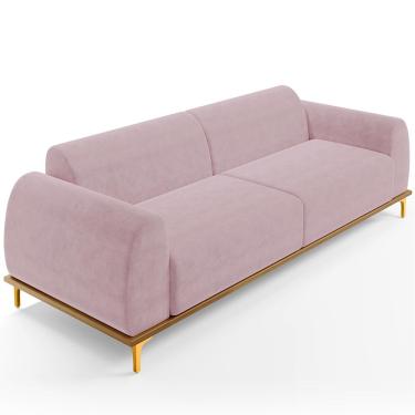 Imagem de Sofá 03 Lugares Para Sala de Estar Kiev 230 cm D02 Veludo Rosê C-305 - Lyam Decor