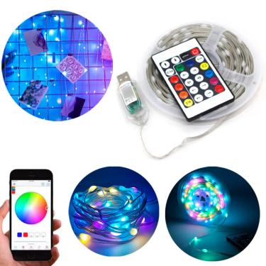 Imagem de Fio LED 10 Metros Decorativo 100 LEDs com Controle Remoto e Modo de Controle via APP