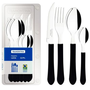 Imagem de Faqueiro Tramontina Aço Inox Leme 12 Pç Inox/polipropileno Cor: Preto