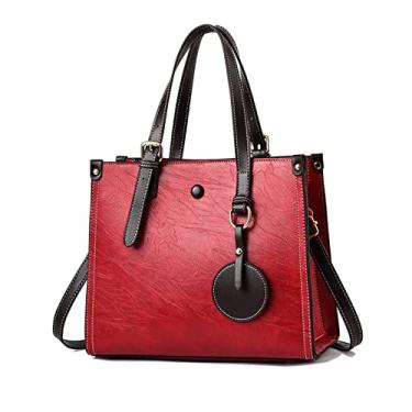 Imagem de FANDARE Bolsa de mão feminina com alça superior de couro sintético bolsa carteiro transversal, Vermelho