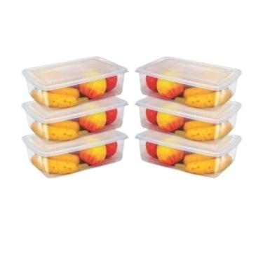 Imagem de Kit 10 Potes Marmitas 500ml Livre De Bpa Transparentes Fitness Microondas Freezer Organizador Alimentos (6 Potes 500 ml Transparente)