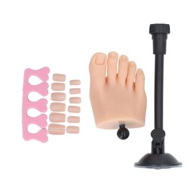 Imagem de Pé de prática de unhas de silicone Realista de alta simulação Modelo de pé de treinamento de prática de unhas flexível com suporte para salão de beleza Uso doméstico Artistas de (Pé direito)