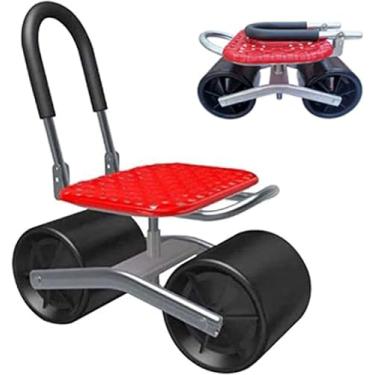 Imagem de Assento De Jardim Com Rodas, Assento De Trabalho Com Rolamento De Jardim, Banco De Jardinagem Portátil Encosto Móvel Assento De Vagão De Jardim 360 ° Ajustável Em Altura Giratória