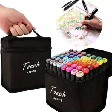 Imagem de Super Caneta Canetinha Marca Texto Escolar Ponta Dupla 48 Cores Profis