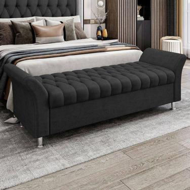 Imagem de Recamier Puff Estofado Queen 160 Cm ágata Veludo Preto