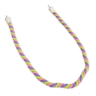 Imagem de Yctze Poleiro de Corda de Pássaro - Balanço de Escalada Colorido para Periquitos, Calopsitas, Pombinhos e Periquitos - Brinquedo de Corda de Algodão Ajustável Com Suporte de Metal para Exercícios e