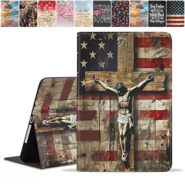 Imagem de FQTBCEARI Capa para Samsung Galaxy Tab S6 Lite 10,4 polegadas 2022/2020 (SM-P613/P619/P610/P615), capa fina de couro PU, suporte ajustável com capa de despertar/hibernar automaticamente, bandeira