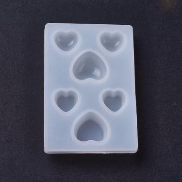 Imagem de 1 molde de cabochão de silicone em forma de coração, 10 a 16 mm, coração de amor, pedras lisas, cabochão, molde de fundição de resina, para artesanato, resina epóxi, brinco, chaveiro, anel, ornamento