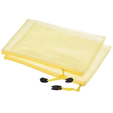 Imagem de Sacos de malha com zíper, bolsos para documentos tamanho B6, pastas para escritório, casa, pacote amarelo com 6