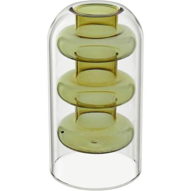 Imagem de Vaso Decorativo Enfeite Casa Parede Dupla Home&co Borossilicato 15x8x8cm âmbar