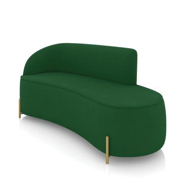 Imagem de Sofá 3 Lugares Orgânico 180cm Pé Dourado Morgan Suede Verde D03 - D'Rossi