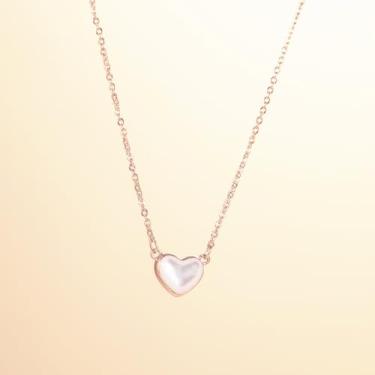 Imagem de Colar de coração de concha branca para mulheres, joias de alta qualidade, elegante, requintado, versátil, corrente simples, doce, clavícula, banhado a ouro grosso, não mancha, presentes de Natal 40 +