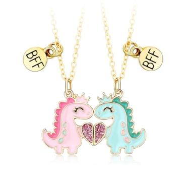 Imagem de Conjunto de colar da amizade para 2 - melhores amigas, melhores amigas, joias de coração combinando para mulheres e meninas, conjunto de presente para melhor amiga, Latão, latão