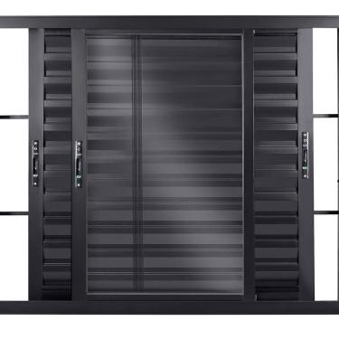 Imagem de Janela Veneziana 3 Folhas Móveis Grade com Vidro Liso 100 x 200cm Topsul Esquadrisul Preto