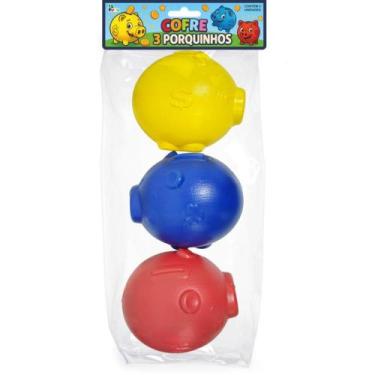 Imagem de Brinquedo Cofrinho Porquinho Sortido Pacote com 3 Unidades - Leplastic