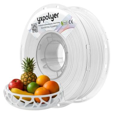 Imagem de YXPOLYER Filamento PLA de grau alimentício 1,75 mm 1kg para impressão 3D, filamento de impressora 3D branco com carretel de filamento transparente compatível com AMS