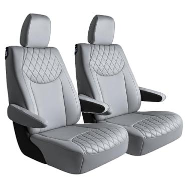 Imagem de FH Group Capa de assento de carro de ajuste personalizado feita especificamente para Chrysler Pacifica 2017-2024 - Conjunto de 2ª fileira não híbrida, neoprene ultraflex, cinza sólido