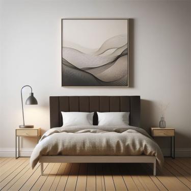 Imagem de Cabeceira Painel Casal Londres Suede Madeira De Eucalipto 140x50x9cm Marrom Dal Poz Est...