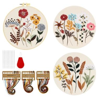 Imagem de Kit de bordado 3/4 peças para adultos iniciantes kit de ponto cruz com argola e passador para decoração de Natal sala de estar quarto (3 peças)