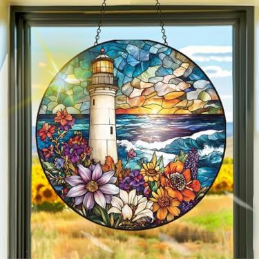 Imagem de Apanhador de sol de acrílico colorido, apanhadores de sol, decoração de janela de flores penduradas, arte de parede de arco-íris, para quarto, varanda, interior e exterior, jardim, enfeites de Natal