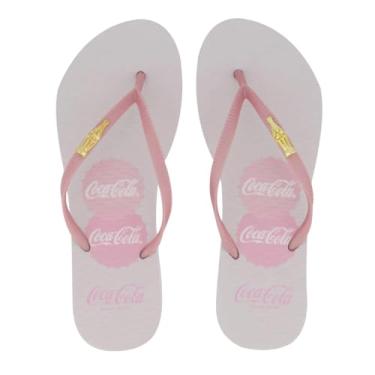 Imagem de Chinelo Coca Cola Hampton Feminino Branco e Rosa 33-34
