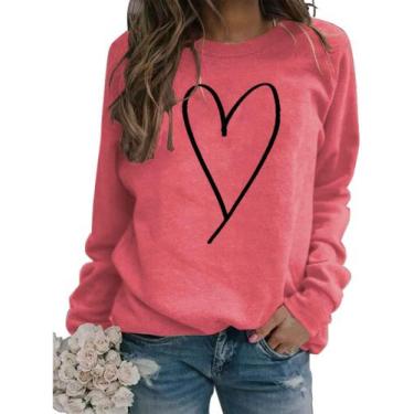 Imagem de Moletom feminino XIWUKOD Love Heart Graphic, xadrez, leopardo