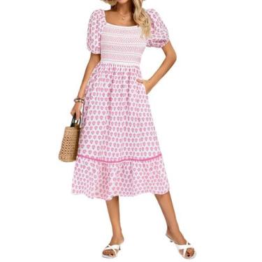 Imagem de Vestido Kate Kasin, floral de verão, boho, feminino, gola quadrada, GG